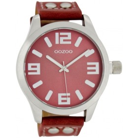 OOZOO Timepieces 45mm Red Leather Strap C1059